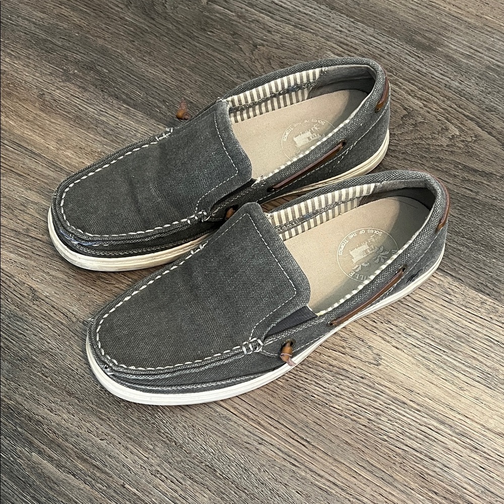 Margaritaville Cayman Men's Grey Canvas Slip-On Boat  Shoes Size 9